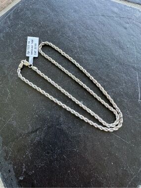 14kt. White Gold Solid Rope Chain Necklace 18”
